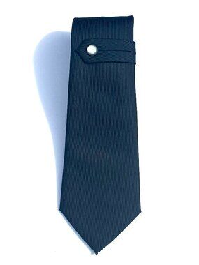 VTG Men’s X’Andrini 100% Italian Silk Ribbed Slate Black Necktie w/Button, NWT